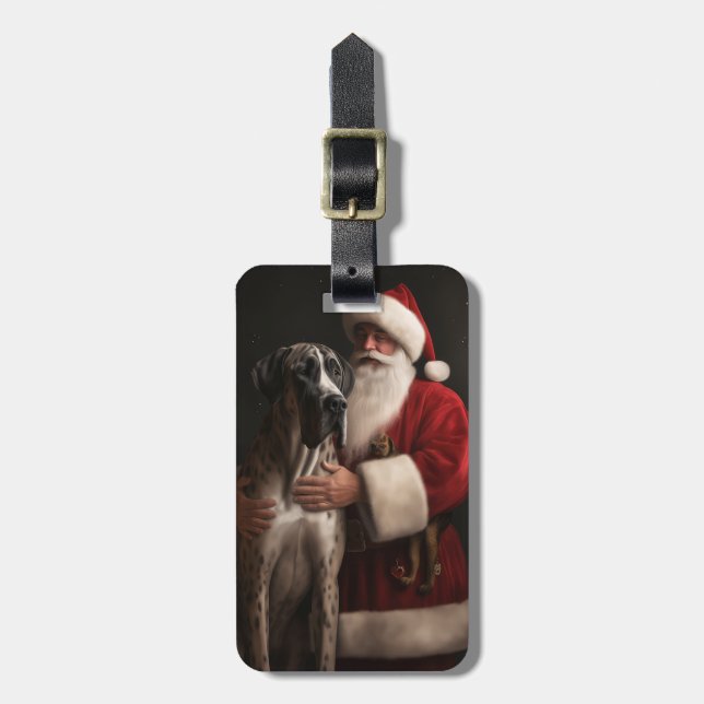 Grand Dane Med Tomte Festlig Jul Bagagebricka (Vertikal Framsida)
