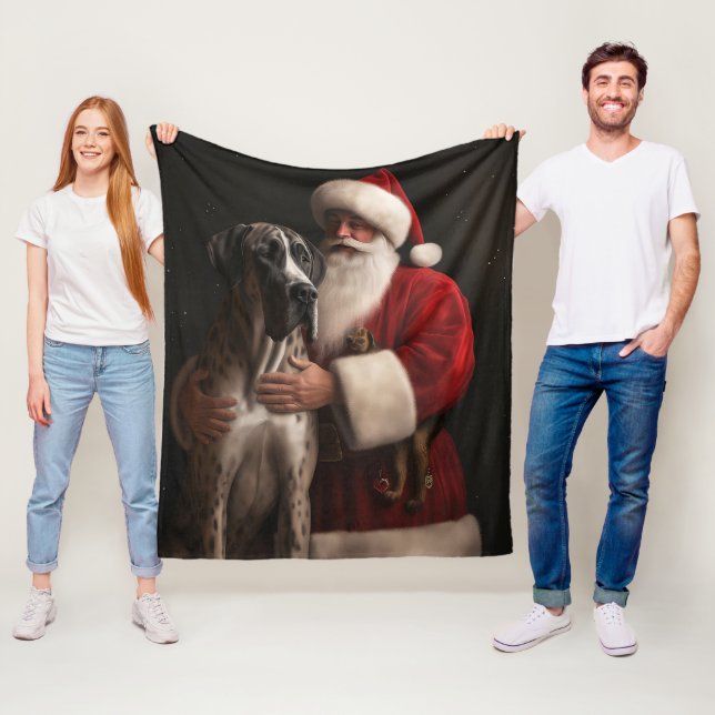 Grand Dane Med Tomte Jul Festive Jul Fleecefilt (På plats)