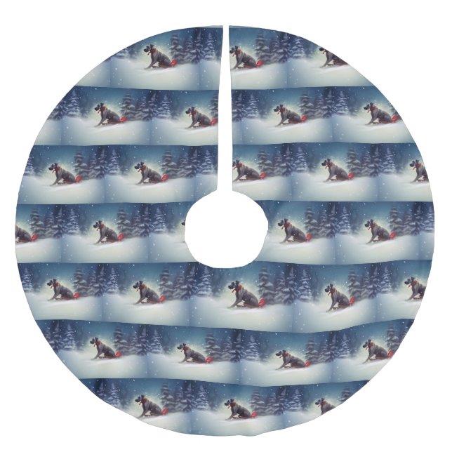 Grand Danes jul snö vinter Julgransmatta Borstad Polyester (Framsidan)