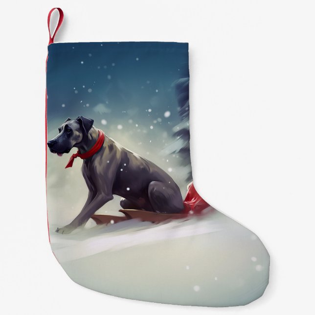 Grand Danes jul snö vinter Liten Julstrumpa (Framsidan)