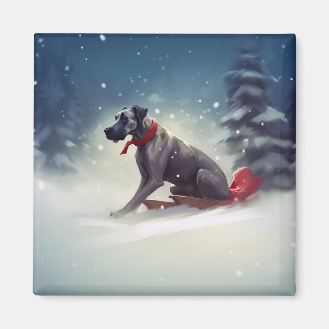 Grand Danes jul snö vinter Magnet (Framsidan)