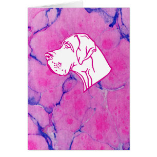 Grand Danes och rosa marmorerat papper OBS Kort