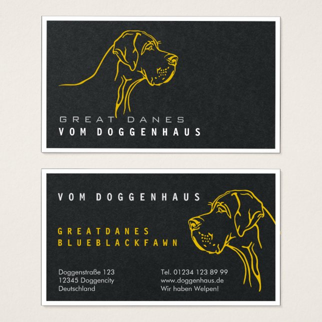 Grand Danes Ren Ritning Visitkort (Framsida & baksida)