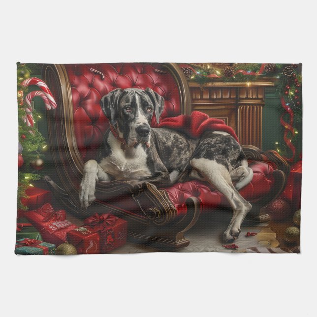 Grand Danne Hund Jul Festivitet Kökshandduk (Horisontell)