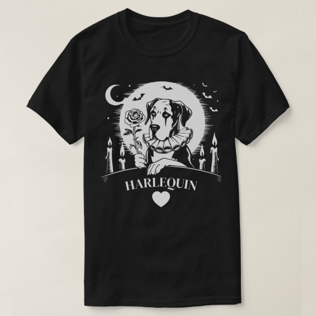 Grand Danois HARLEQUIN HEART T Shirt (Design framsida)