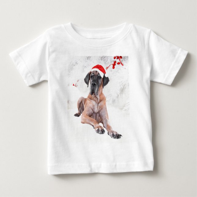 Grand Danois Hund Hatt Merry Christmas T-shirt (Framsida)