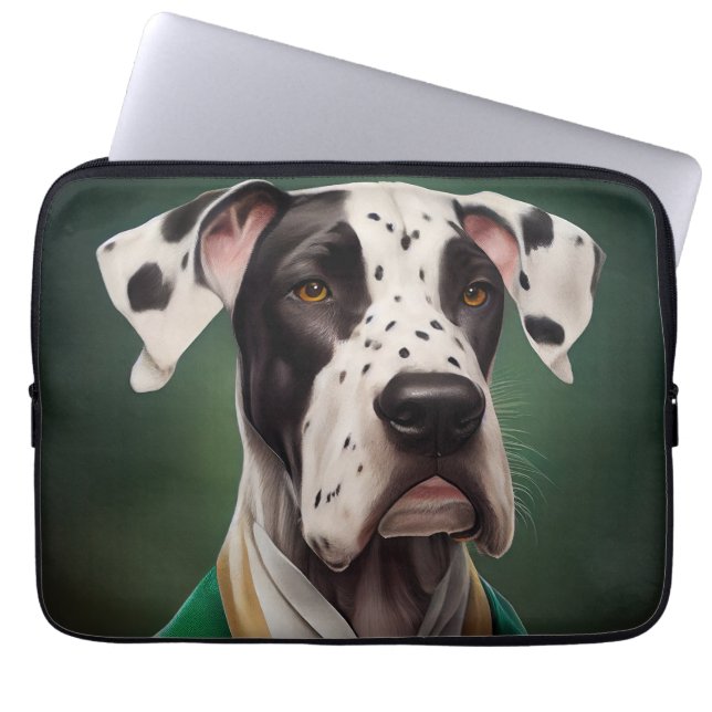 Grand Danois hund i St. Patricks dag dräkt Laptop Fodral (Framsidan)