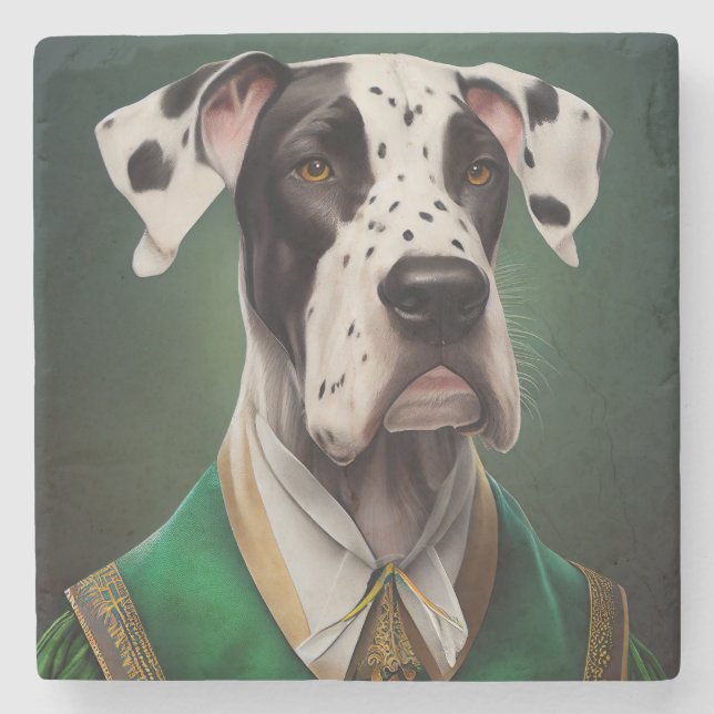 Grand Danois hund i St. Patricks dag dräkt Stenunderlägg (Framsidan)