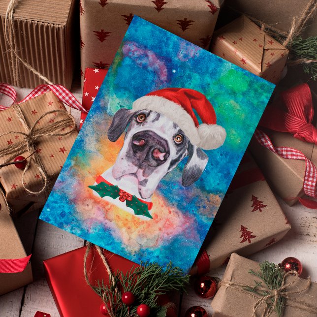 Grand Danois Hund Jul Helg Vykort (Skapare uppladdad)