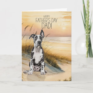 Grand Danois Hund Solnedgång Strand Fars Dag Helgkort
