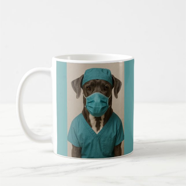 Grand danois i operationskläder kaffemugg (Vänster)