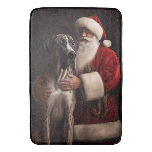 Grand Danois med Tomte Jul Festive Jul  Badrumsmatta (Framsidan (Vertikal))
