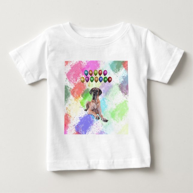 Grand Danois önskar Gott Nytt År Tee Shirt (Framsida)