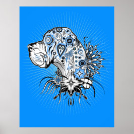 Grand danois på blå bakgrund poster