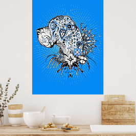 Grand danois på blå poster