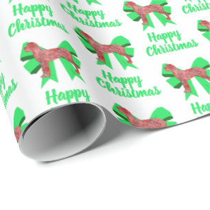 Grand Danois Röd julhund & Grön slinga Vit Presentpapper