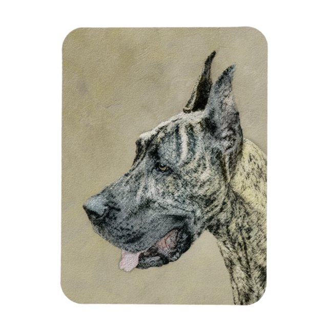 Grand Danois (Tigerrandig) Målning - Original Hund Magnet (Vertikal)