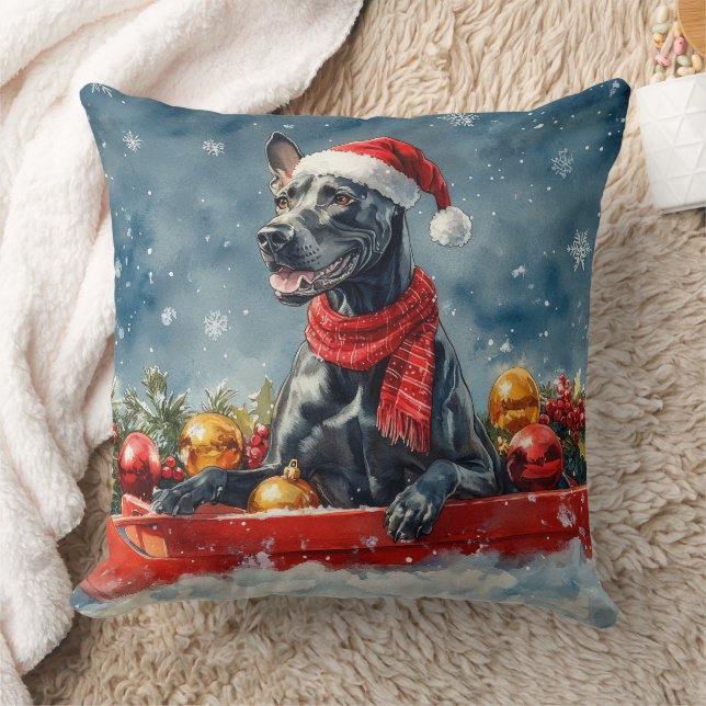 Grand Dansk Hund i Släd Låt det Snöa Jul Kudde (Filt)