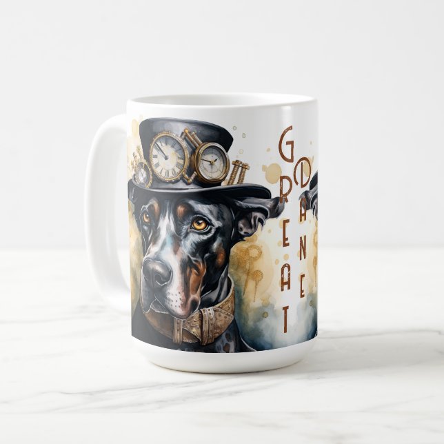 Grand Dansk Steampunk Hund Kaffemugg (Framsida vänster)