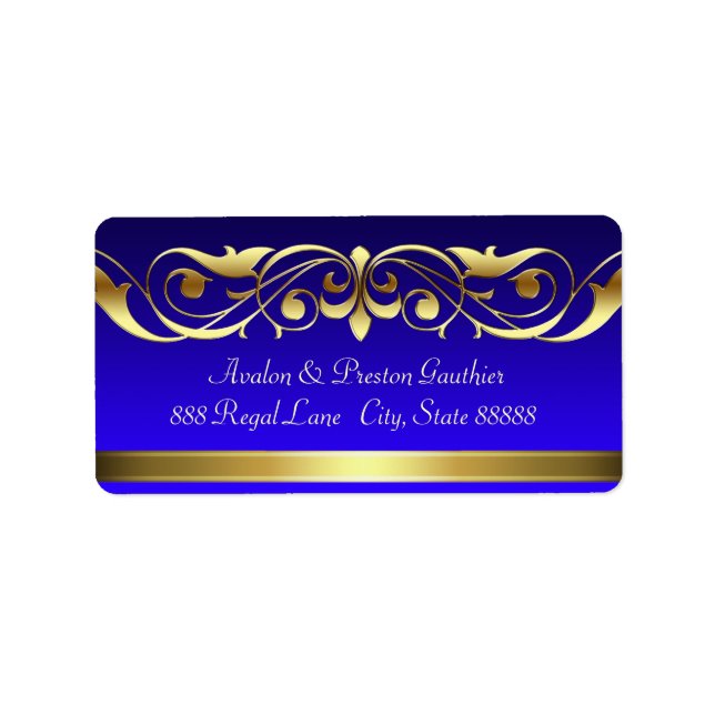 Grand Duchess Blue Guld Rulla Adressetiketter (Framsidan)