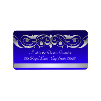 Grand Duchess Blue Silver Rulla Adressetiketter