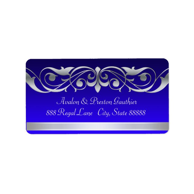 Grand Duchess Blue Silver Rulla Adressetiketter (Framsidan)