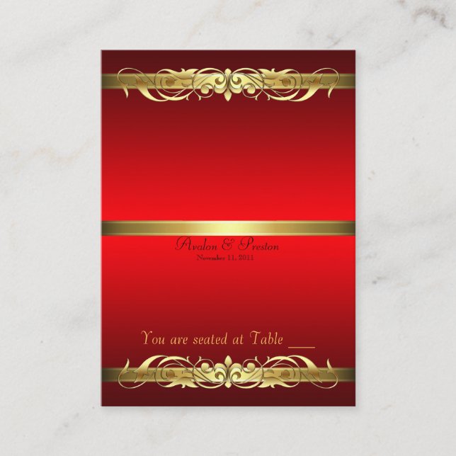 Grand Duchess Red & Guld Rulla Bord-kort Placeringskort (Framsida)