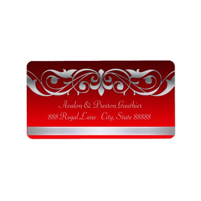 Grand Duchess Red Silver Rulla Adressetiketters Adressetikett (Framsidan)