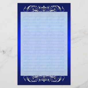 Grand Duchess Silver Rulla Linted Blue Stationery Brevpapper