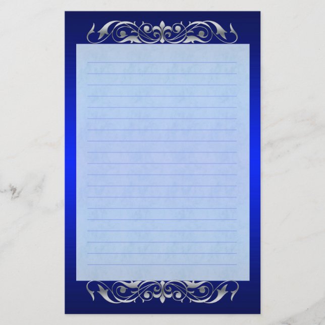 Grand Duchess Silver Rulla Linted Blue Stationery Brevpapper (Framsida)