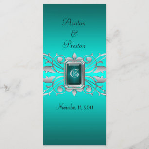 Grand Duchess Silver Rulla Teal Bröllopsprogram Program