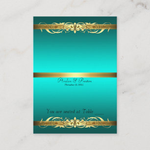 Grand Duchess Teal & Guld Rulla Bord Placecard Placeringskort