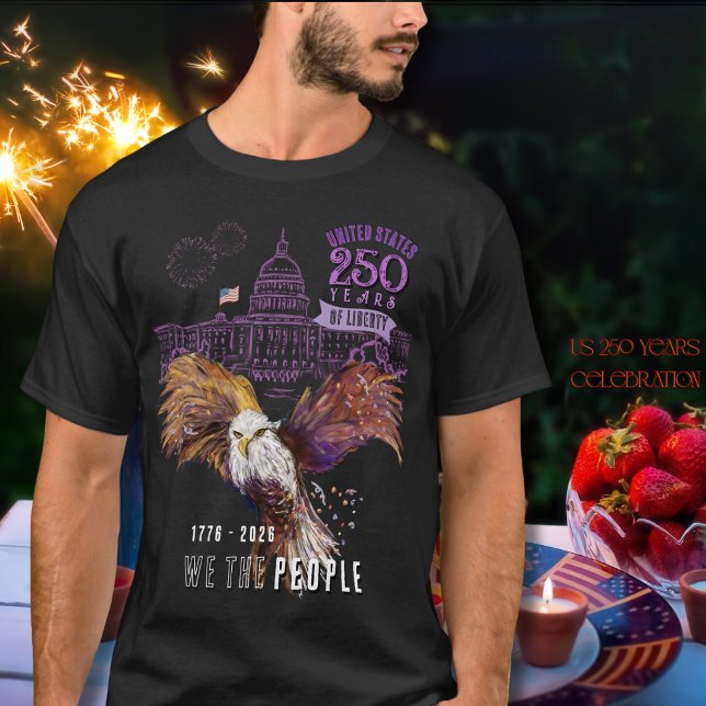 Grand Eagle US 250 Years of Liberty We The People T Shirt (Majestic Eagle US 250 We The People Capitol Hill T-Shirt)