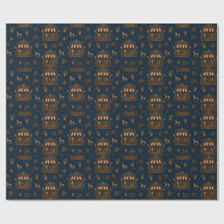 Grand European Christmas Toyshop Midnight Navy Wra Presentpapper