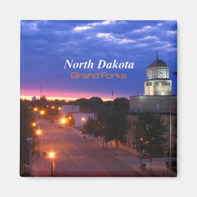 Grand Forks North Dakota Magnet Travel Souvenir (Framsidan)