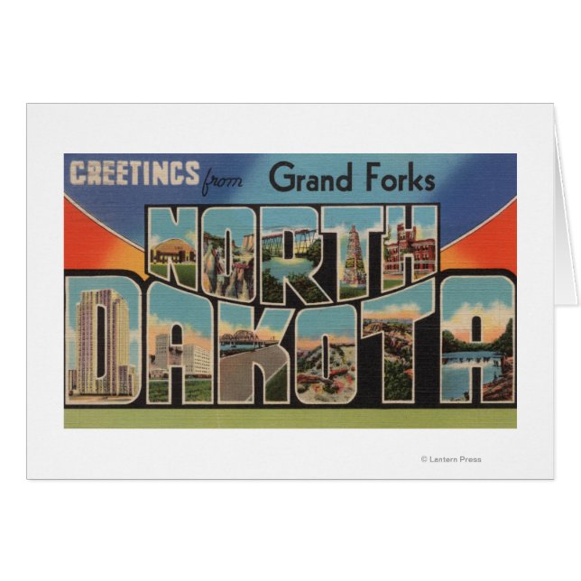 Grand Forks, North Dakota - Stora Brev Hälsningskort (Framsidan Horizontal)