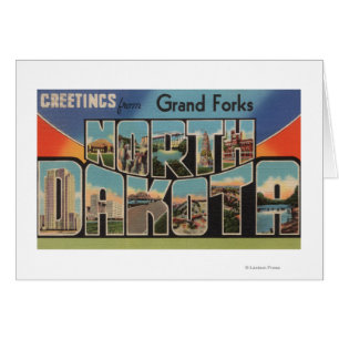 Grand Forks North Dakota - stort brev Hälsningskort