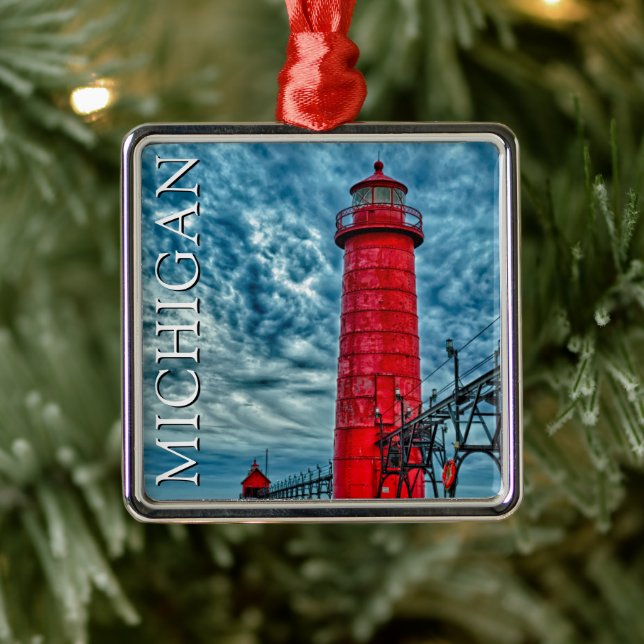 Grand Haven fyr | Michigan Julgransprydnad Metall (Träd)