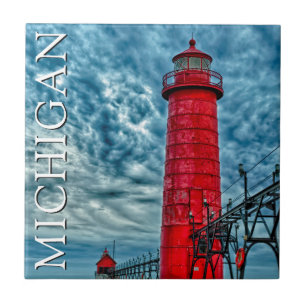 Grand Haven fyr Michigan Kakelplatta