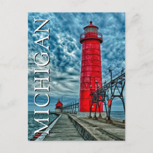 Grand Haven Lighthouse Michigan Tack Vykort