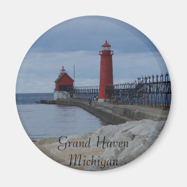 Grand Haven Lighthouses Magnet (Framsidan)
