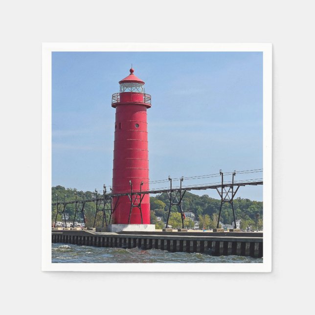 Grand Haven Michigan Lighthouse Pappersservett (Framsidan)