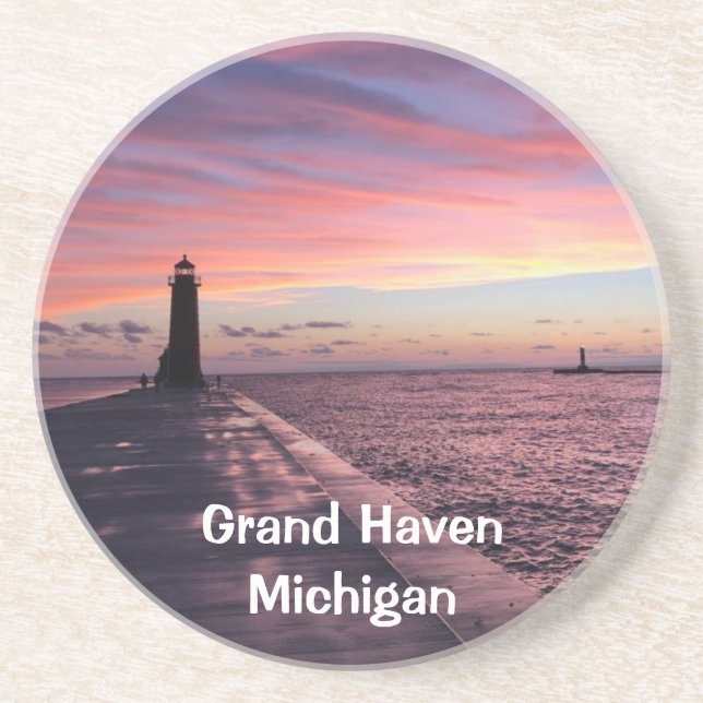 Grand Haven Michigan Lighthouse Underlägg (Framsidan)