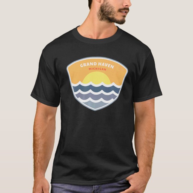 Grand Haven Michigan MI Sunset Vacation Souvenir T Shirt (Framsida)