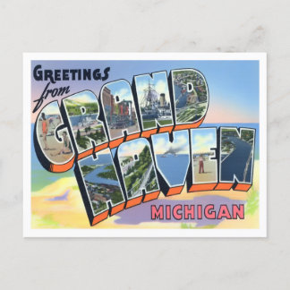 Grand Haven, Michigan Vintage Big Brev vycard Vykort