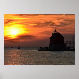 Grand Haven Pier vid Sunset Poster