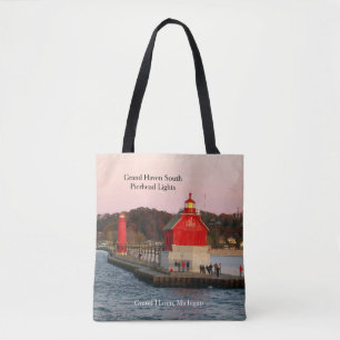 Grand Haven South Pierhead Ljus hela totebag Tygkasse