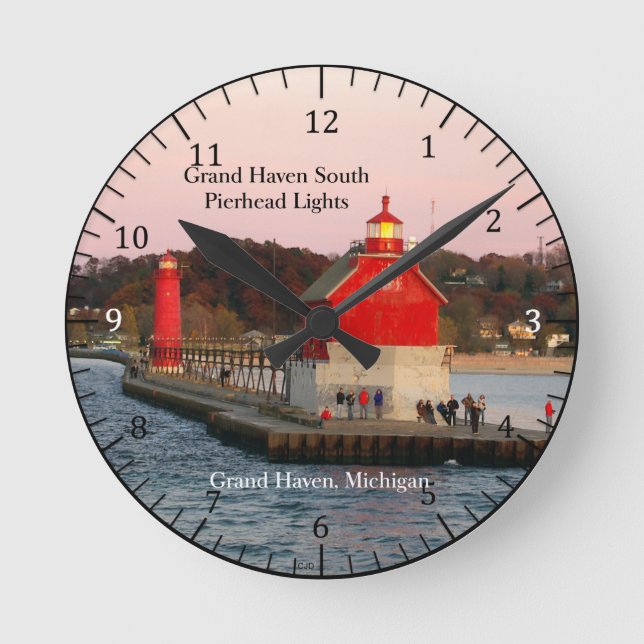 Grand Haven South Pierhead Ljus klocka (Framsida)
