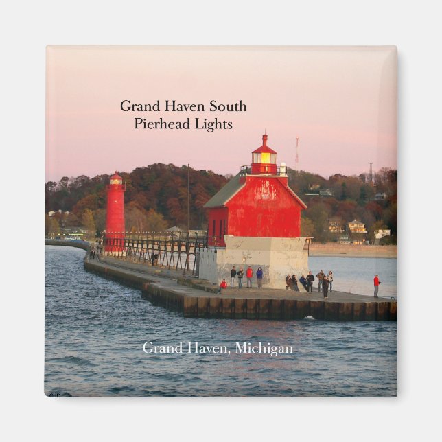Grand Haven South Pierhead Ljus magnet (Framsidan)