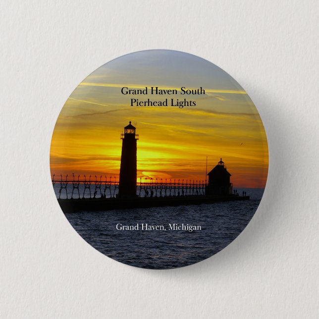 Grand Haven South Pierhead Ljus sunset-knapp Knapp (Framsida)